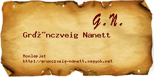 Grünczveig Nanett névjegykártya